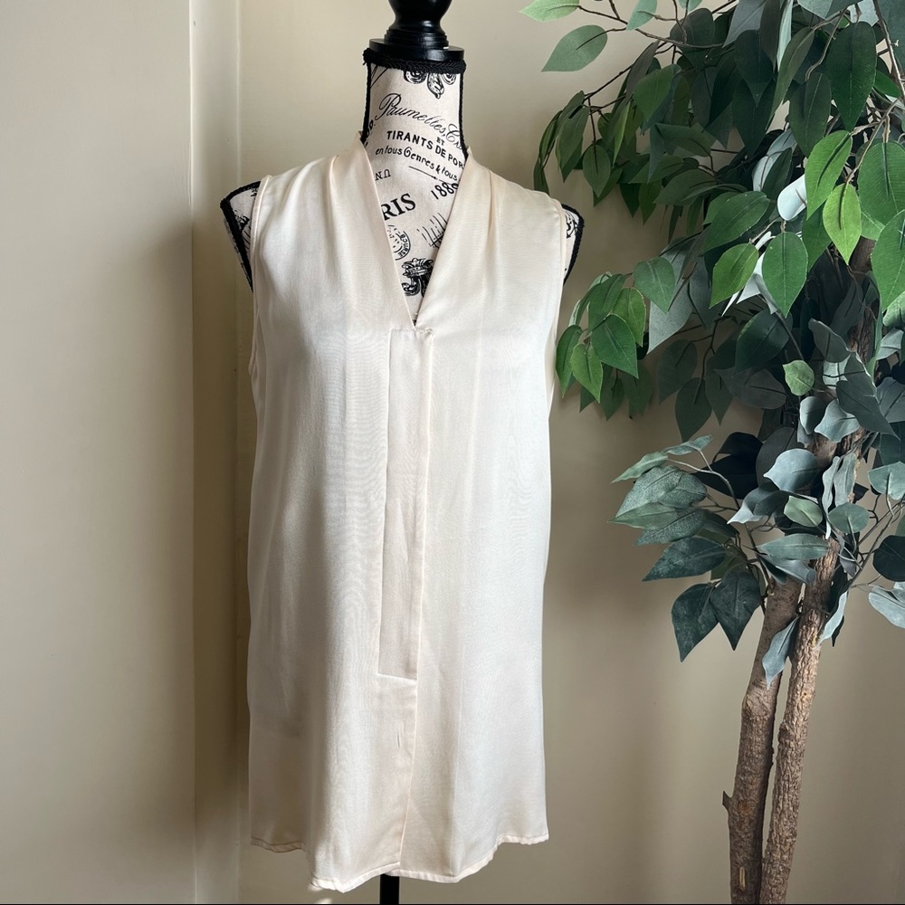 Spenser Jeremy Vintage Sleeveless Silk Button Down Top Cream Sz M